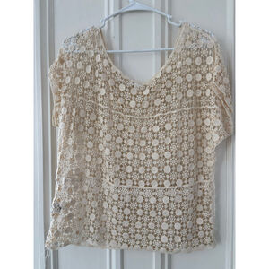 Teenbell Beige Crochet Knit Top M/L